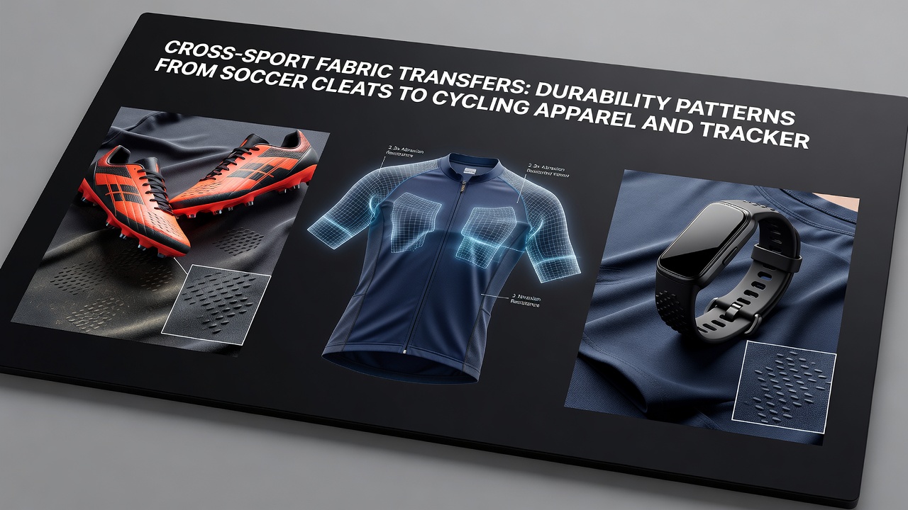 Fitness tracker dashboard displaying fabric durability metrics collected during soccer and cycling sessions
