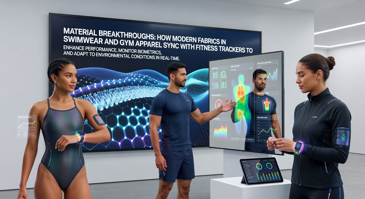 Fitness trackers syncing data from advanced swimwear and gym fabrics during multi-sport recovery