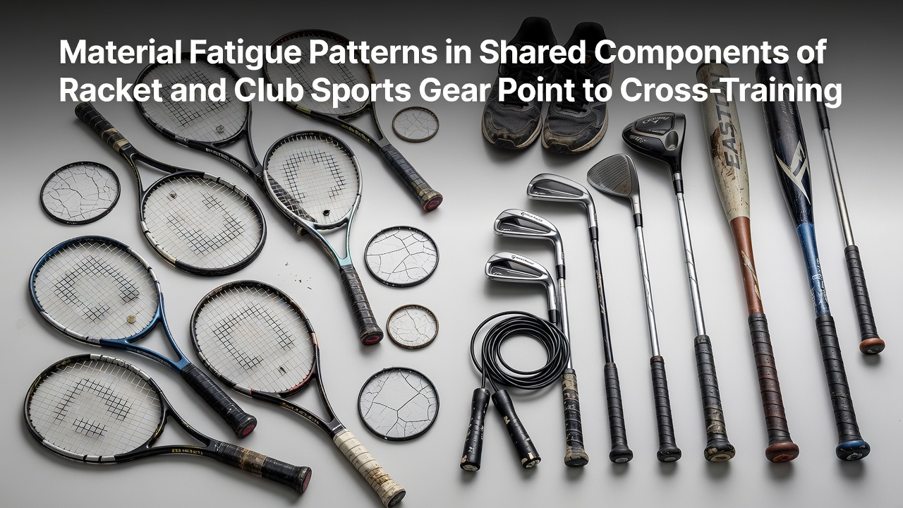 Athlete switching between tennis racket and golf club during cross-training session on outdoor court