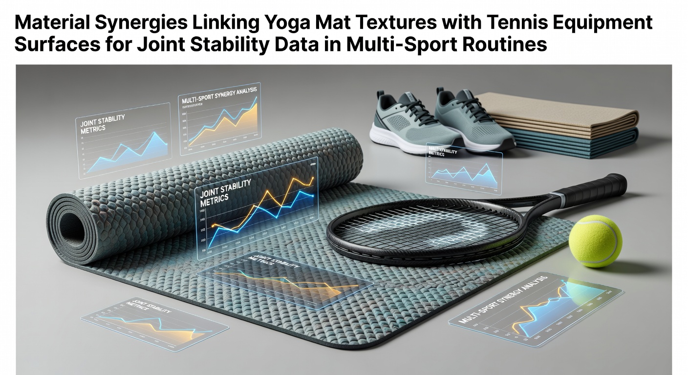 Close-up of yoga mat textures compared with tennis court surface samples used in joint stability studies