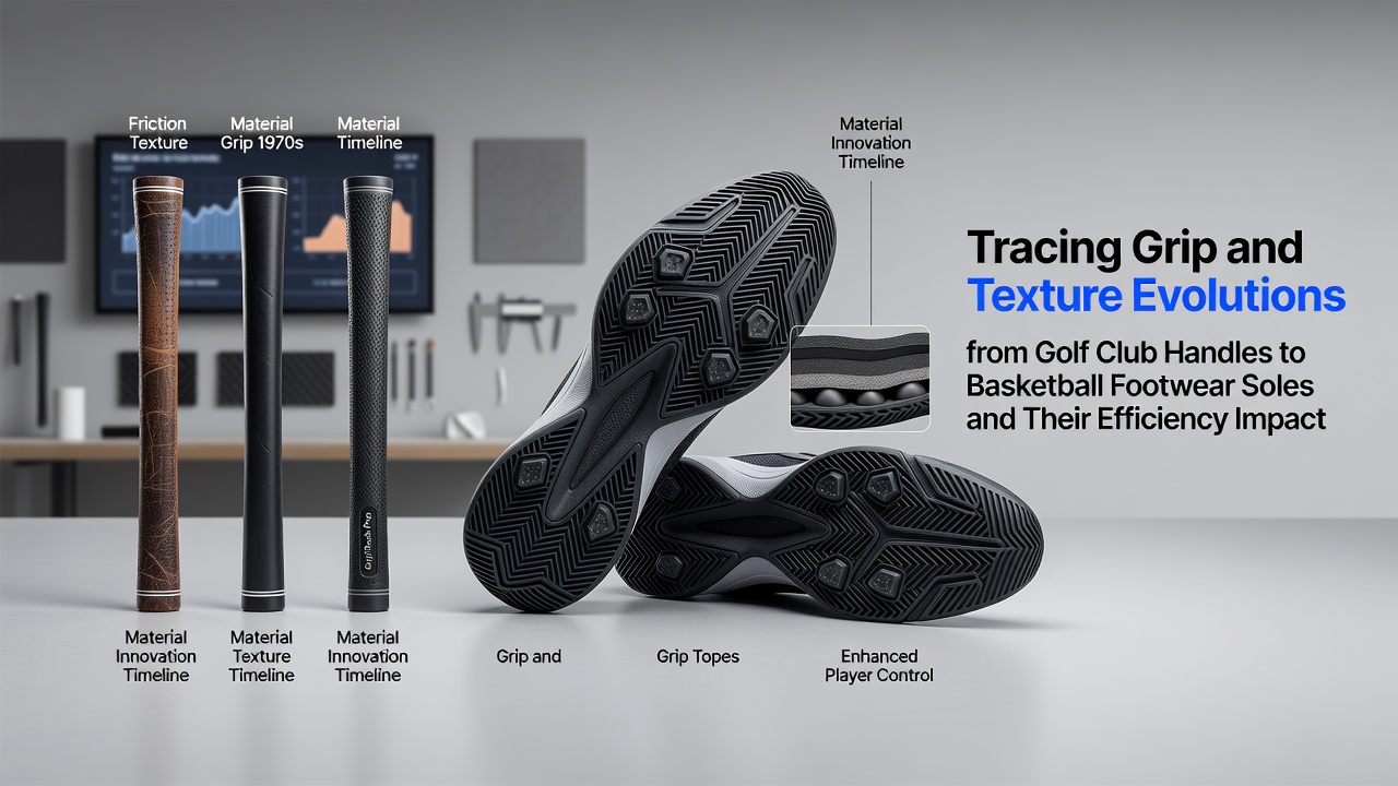 Close-up comparison of basketball footwear sole textures derived from golf grip innovations